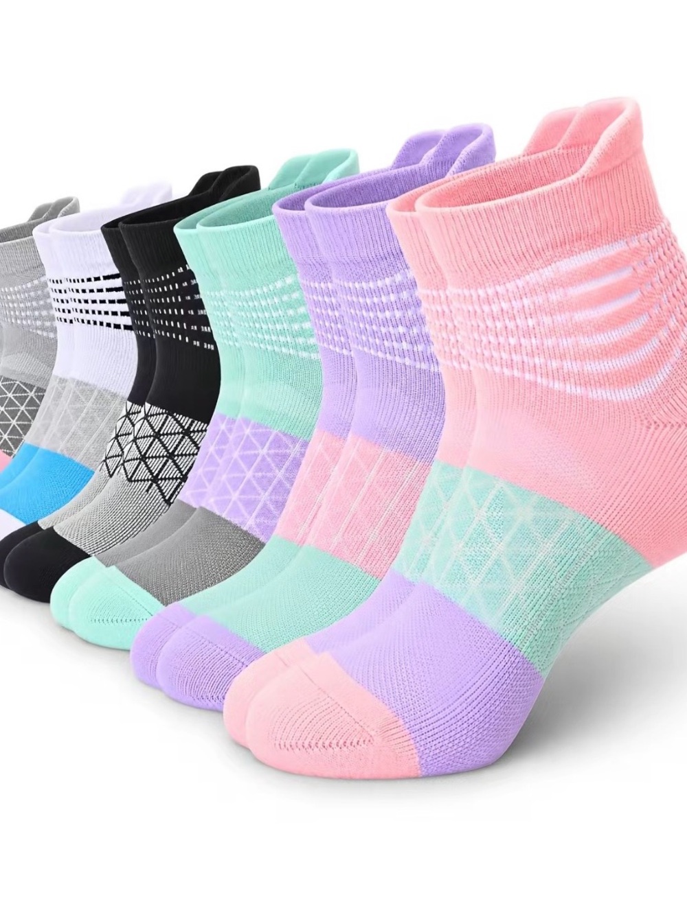 IRAMY 6 Pairs Women's Compression Ankle Socks with Cushioned Arch Support,